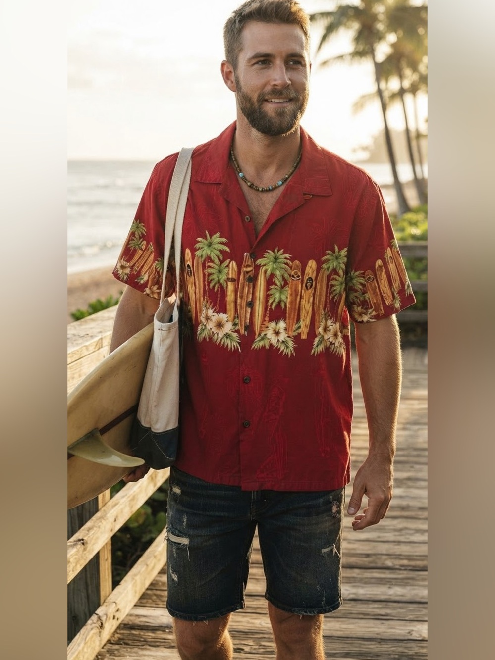 Vintage Bishop St Apparel Hawaiian Button Up Shirt Sz XL Pocket Surfboards Flora